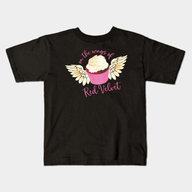 Red velvet cupcake angel wings baking bakery sweets Kids T-Shirt by BigMRanch